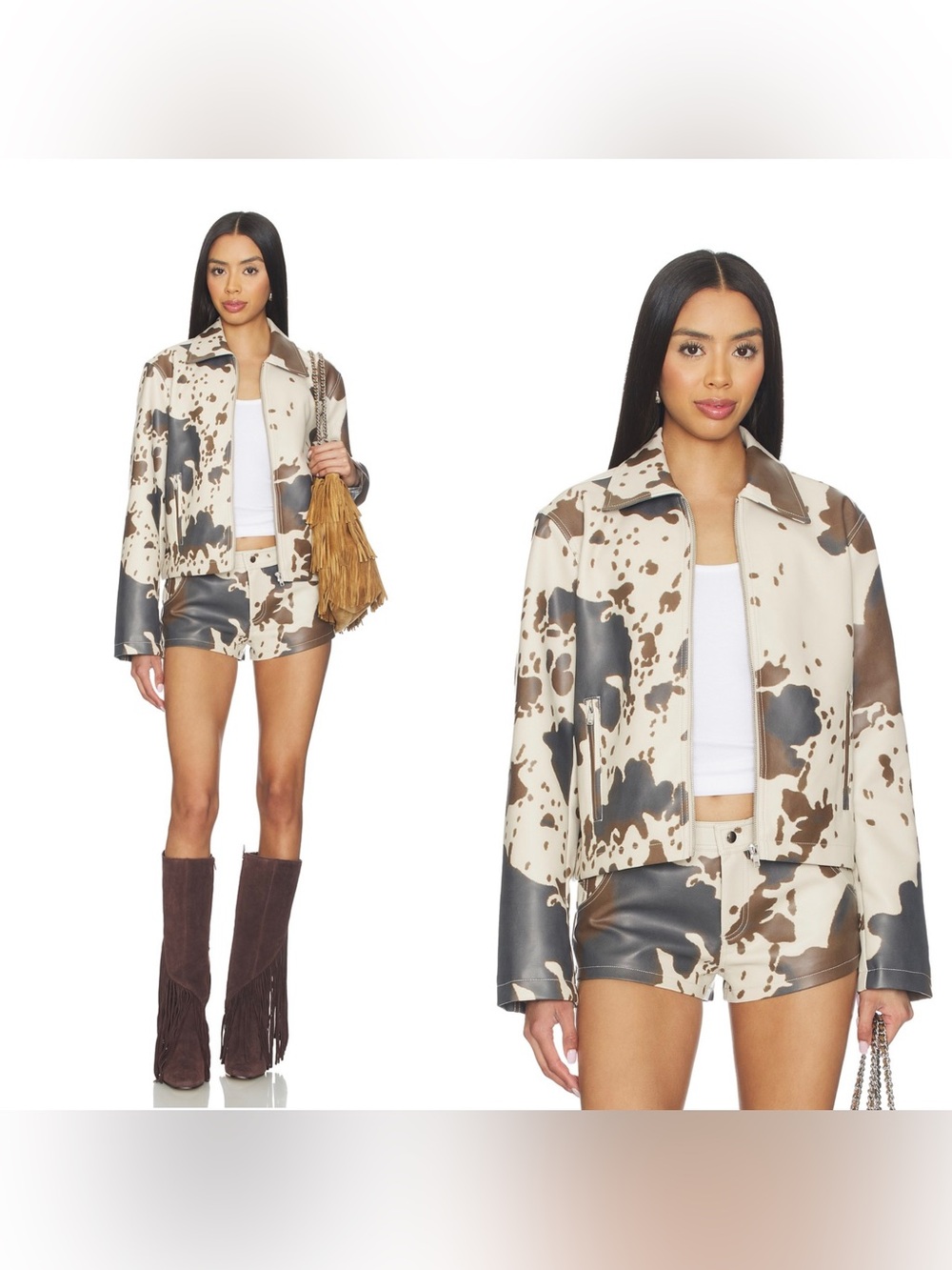 NWT superdown Clara Cow Print faux leather Jacket